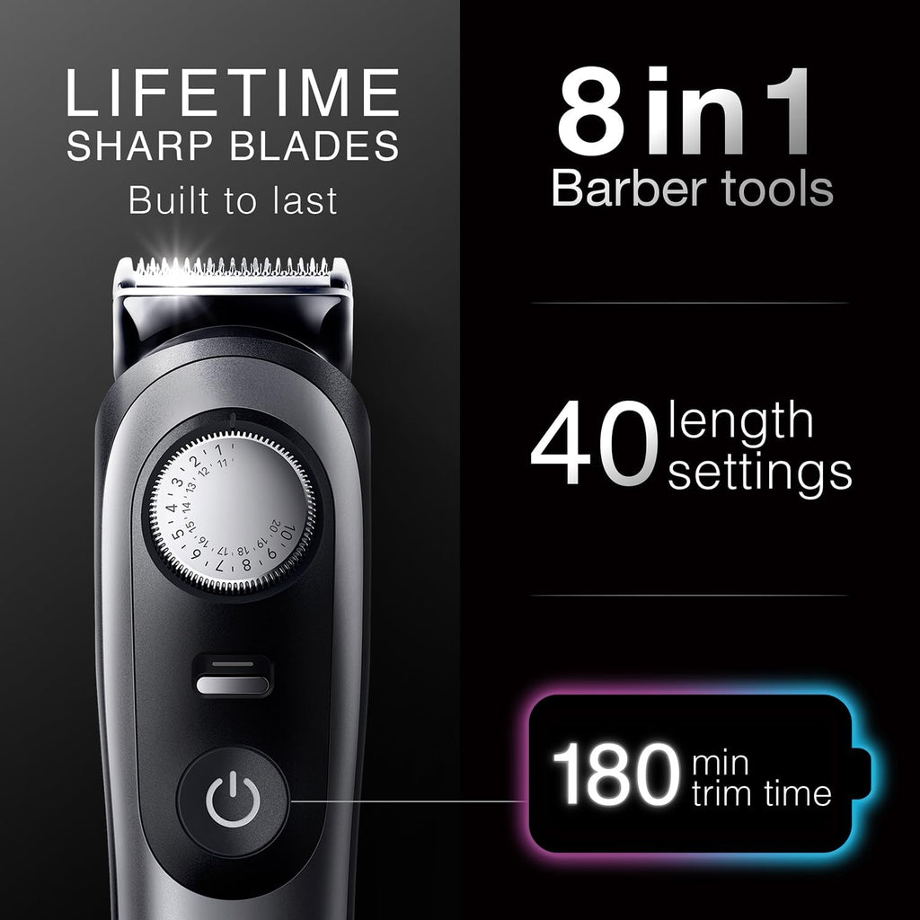 All-in-One Trimmer for Men , Cordless with 180-Min Runtime, Lifetime Sharp Metal Blades, Waterproof, Precision Comb, 50+ Length Settings, Premium Case, 8-in-1