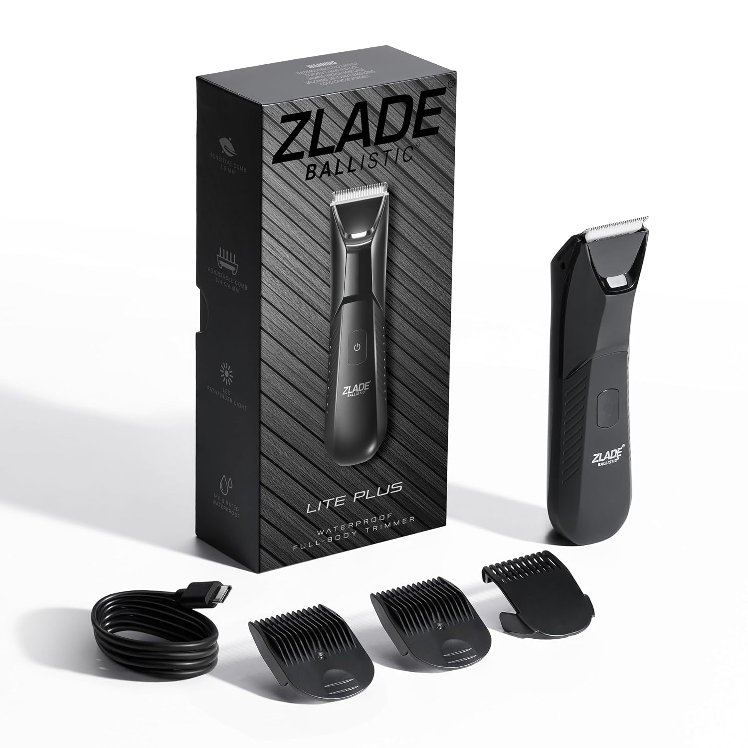 Ballistic Lite Plus Manscaping Trimmer for Men | Full Body, Beard, Balls, Pubic Hair & Private Parts Groomer | SafeEdge Ceramic Blades, No Nicks...